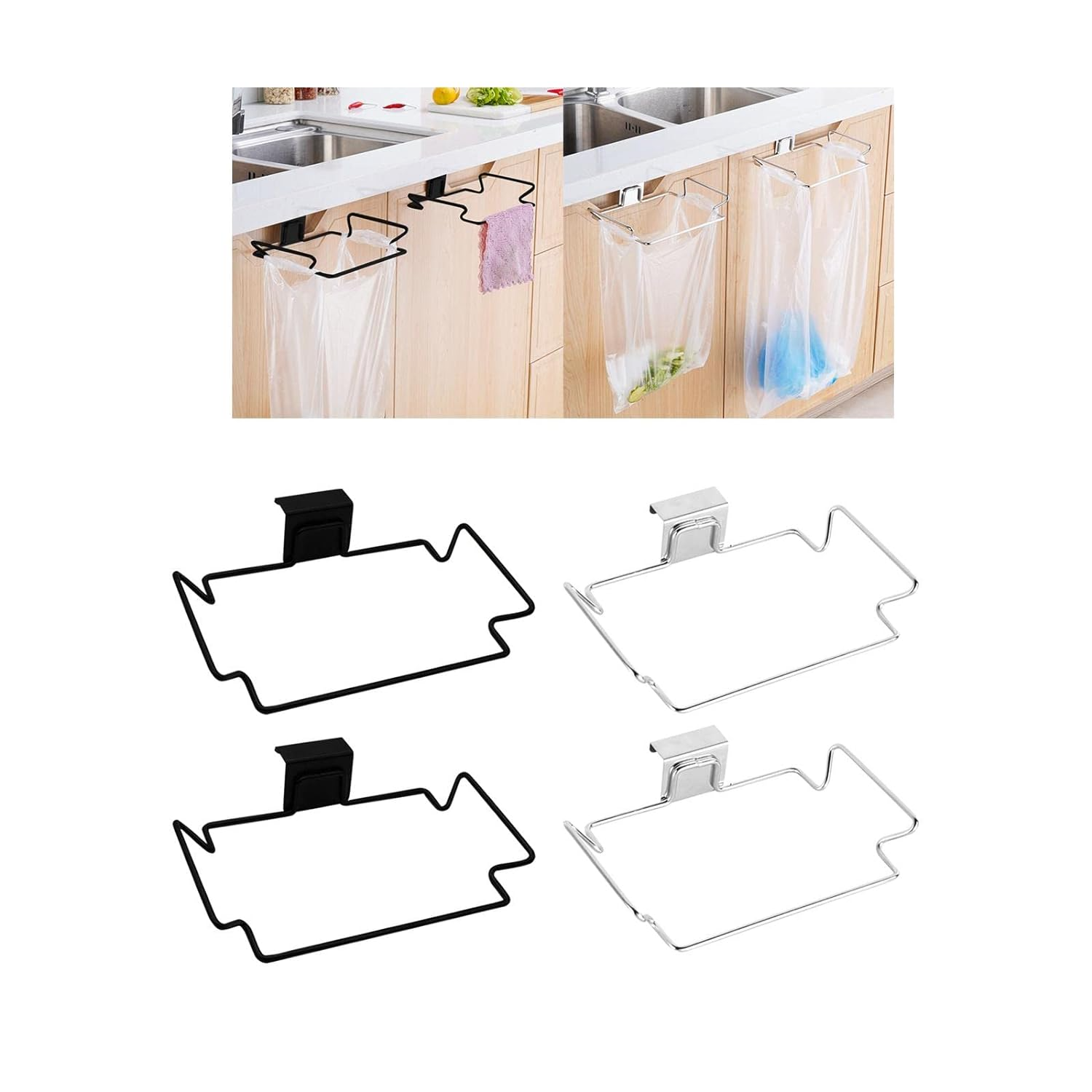 Hanging Trash Bag Holder – Attachable Cabinet Garbage Bag Stand (No Drilling Required)