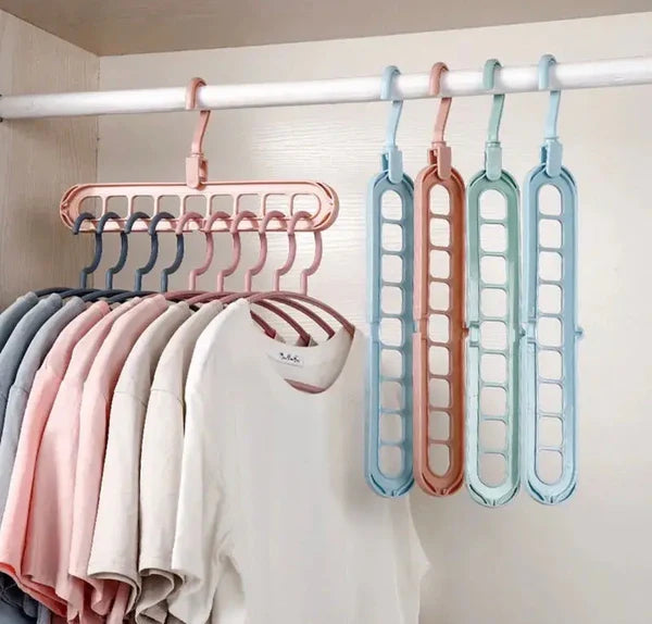 (Pack of 5) - 9 Holes Multifunction Clothes Hanger – Space Saving Closet Organizer for Shirts & Pants