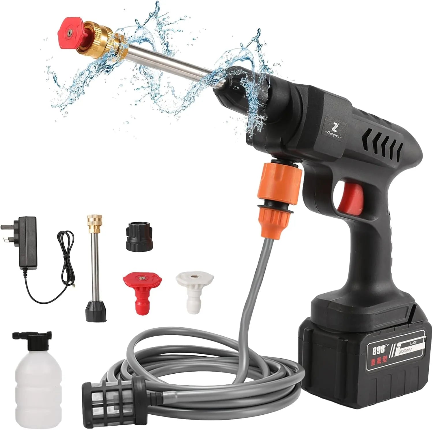 Cordless High Pressure Washer with 48V Rechargeable Motor – Comes with Long-Lasting Battery – Ideal for Solar Panel Cleaning, Car Washing, AC Cleaning, Gardening, Outdoor Furniture, Driveways & More