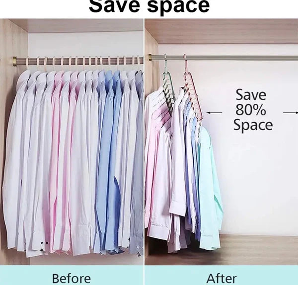 (Pack of 5) - 9 Holes Multifunction Clothes Hanger – Space Saving Closet Organizer for Shirts & Pants