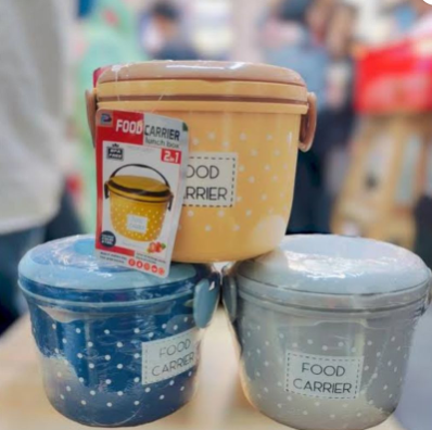 2-in-1 Dotted Thermal Lunch Box with Mini Steel Container – Portable Round Food Carrier Tiffin Box