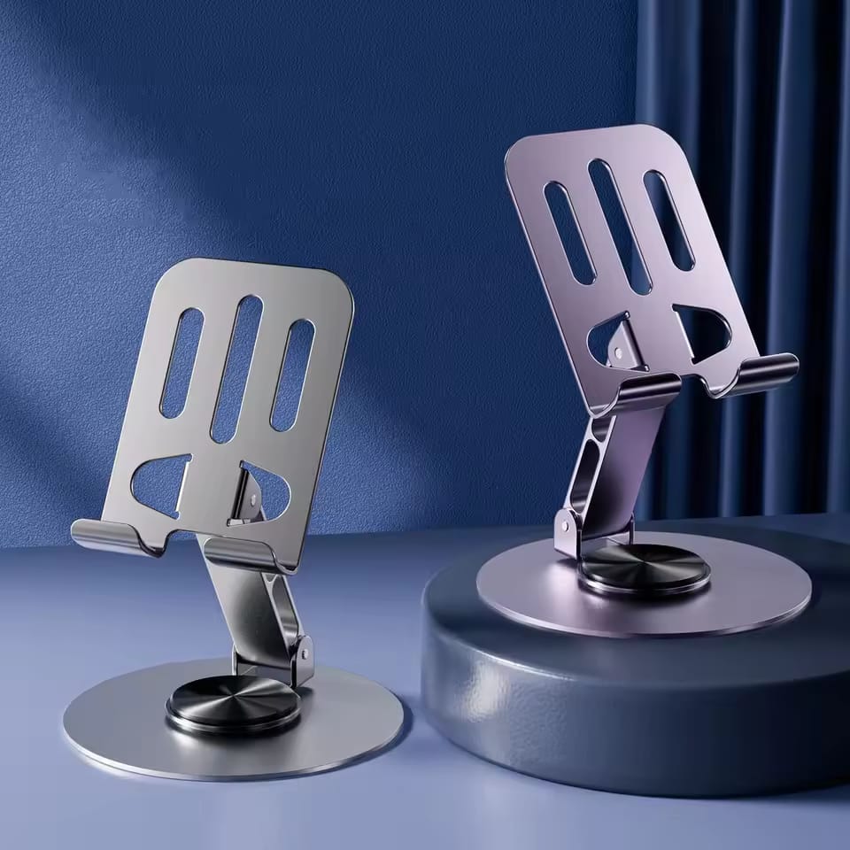 360° Rotating Metal Mobile Holder – Adjustable Telescopic Phone Stand for Desk & Bed